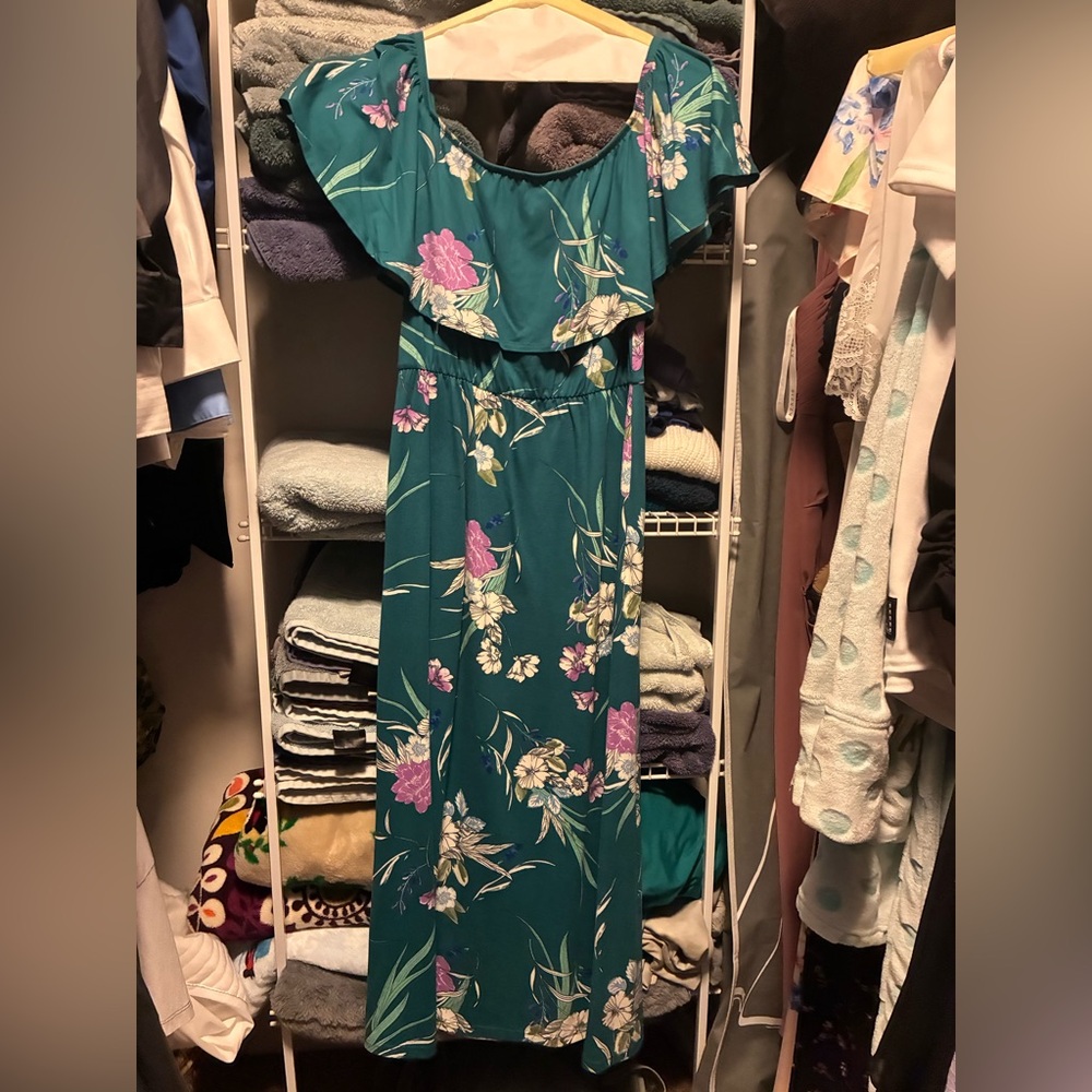 Nine Britton Teal Floral Maxi Dress